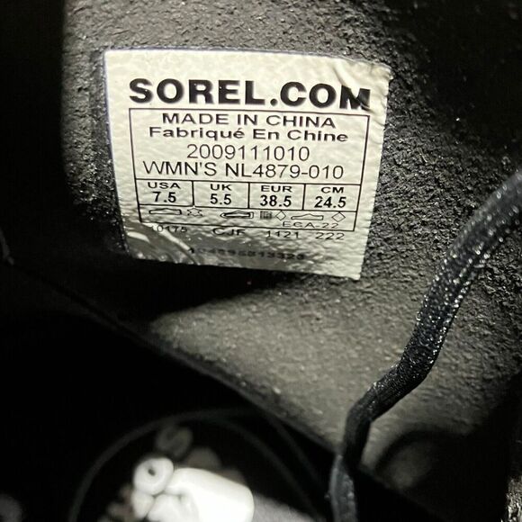 Sorel Boots Womens 7.5 Hi-Line Jet Black Leather Waterproof Lace Up Combat Biker - Picture 5 of 10